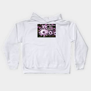 Purple Daisy Flowers - Put Faith In the Space Where the Worry Used to Go - Inspirational Quote Kids Hoodie